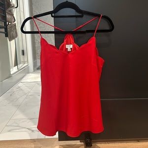 Red scalloped edge tank top